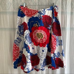 Talbot’s a-line, floral print cotton skirt